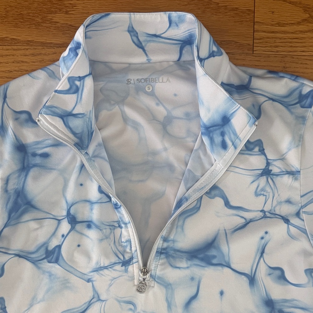 SOFIBELLA TENNIS PICKLEBALL SET blue white Long Sleeve TOP SHIRT SKORT SKIRT S - Picture 3 of 5